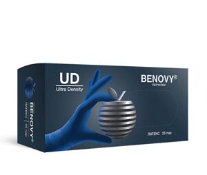 Перчатки латексные неопудренные "Benovy" Ultra Density 25 пар